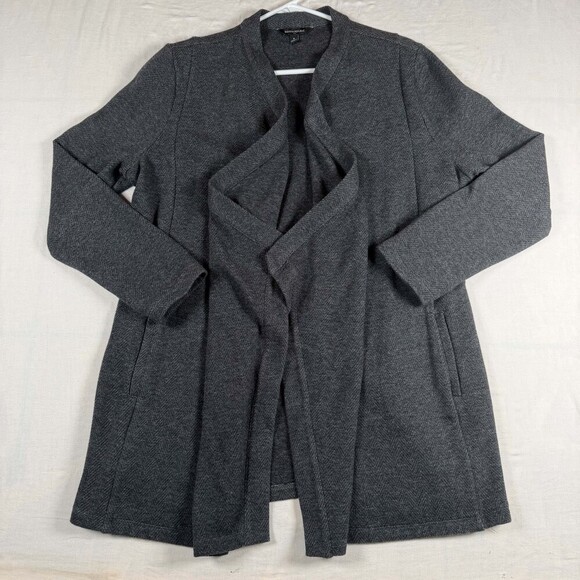 Banana Republic Jackets & Blazers - Banana Republic Charcoal Gray Drape Front Coatigan Sweater Jacket Waterfall Card
